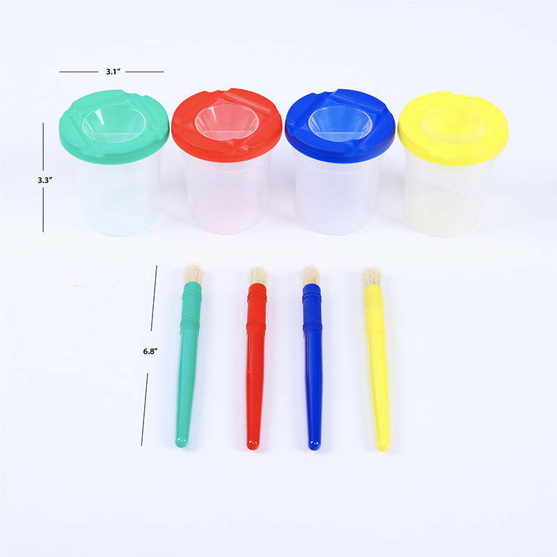 Professional No Spill Paint Cup with Round Brush Set