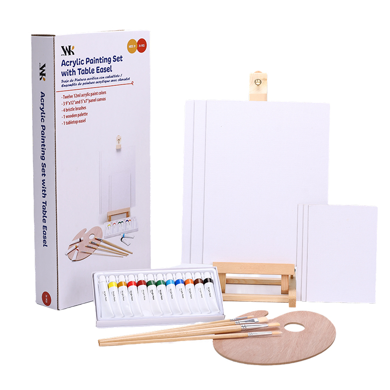 Acrylic Paint Set with Table Easel in Canvas