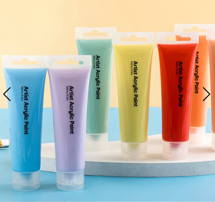 Various - colored acrylic paint tubes
